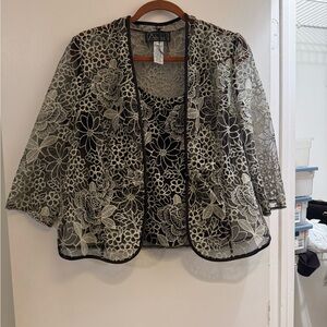 Alex Evenings Black and Cream Floral Jacket